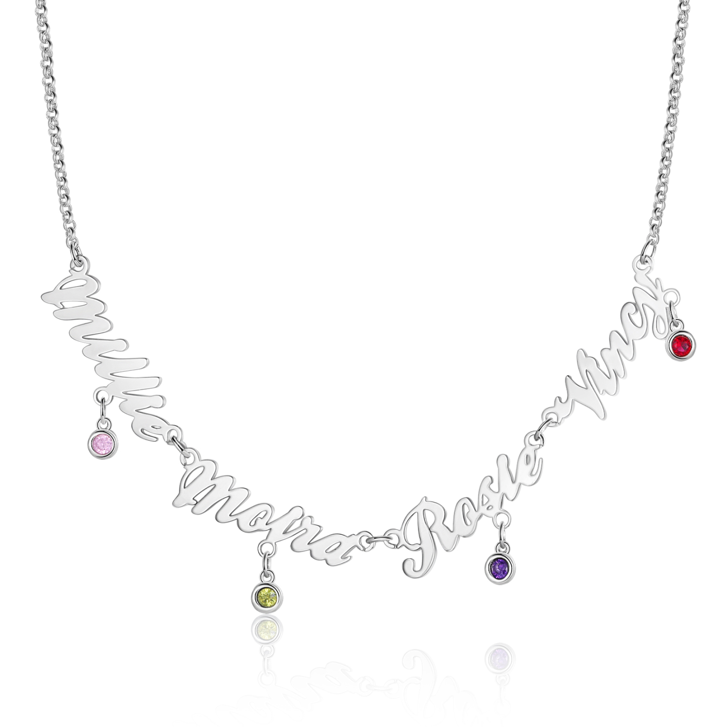 Personalised Necklace With Birthstones Custom 4 Names Necklace Gift For Women-Jessemade AU