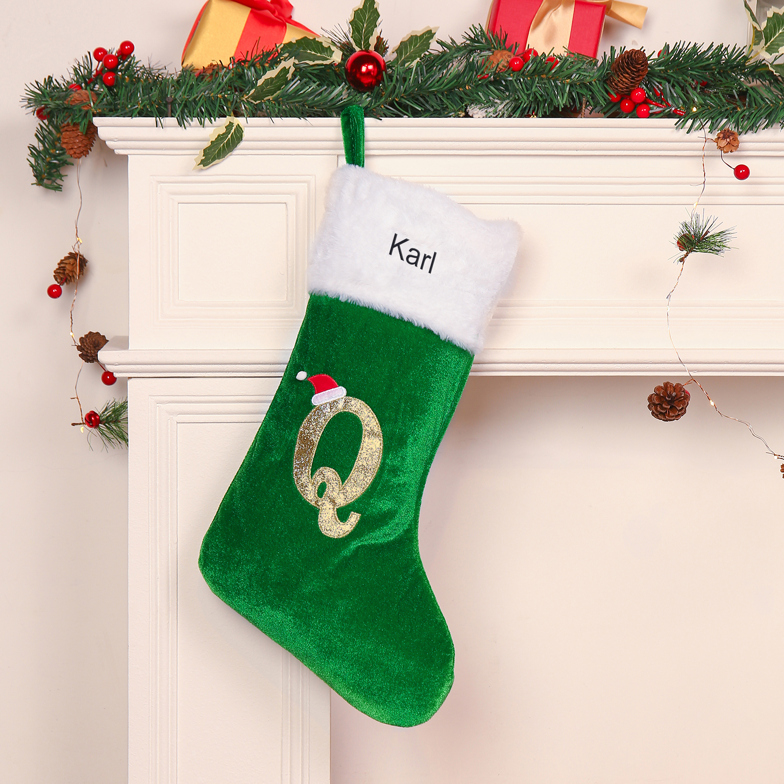 Christmas Letter Stockings Ornaments Custom 1 Name Fireplace Sock Decor Personalised Gifts for Family Friends-Jessemade AU