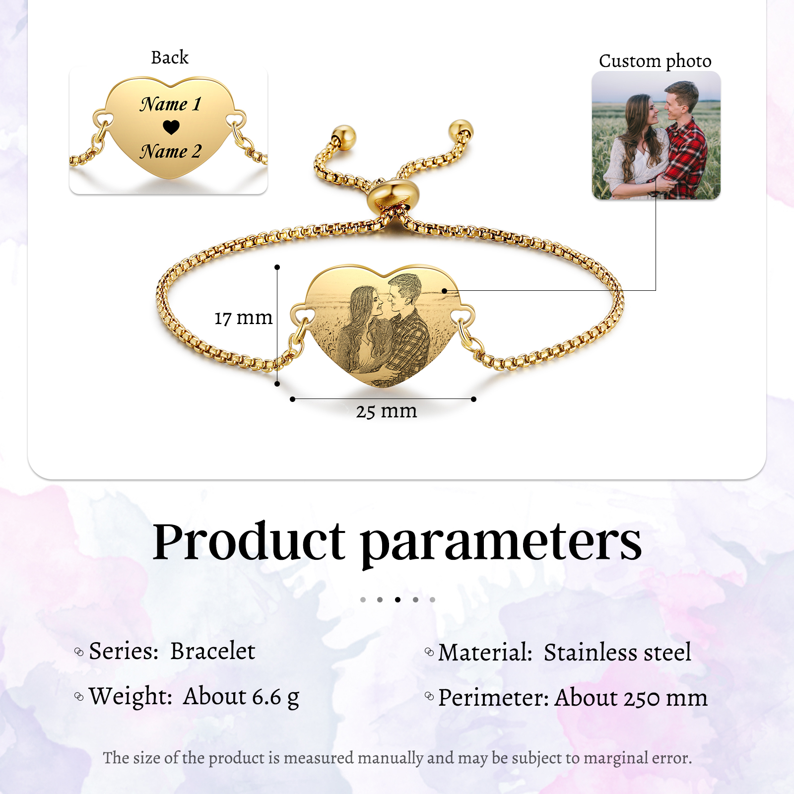 Personalised Photo Bracelets Custom Names Couple Bracelets-Jessemade AU