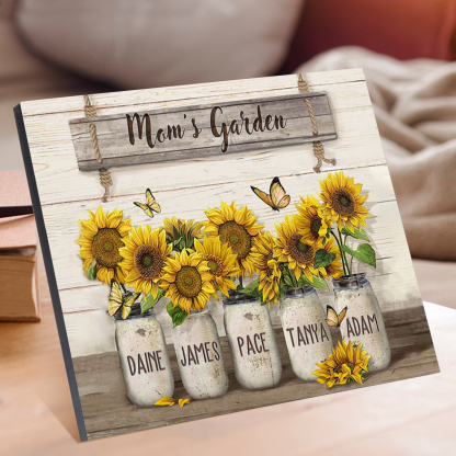 5 Names - Personalised Wooden Plaque Sunflowers Customised with Text Home Decoration Gift for Mother/Grandma-Jessemade AU