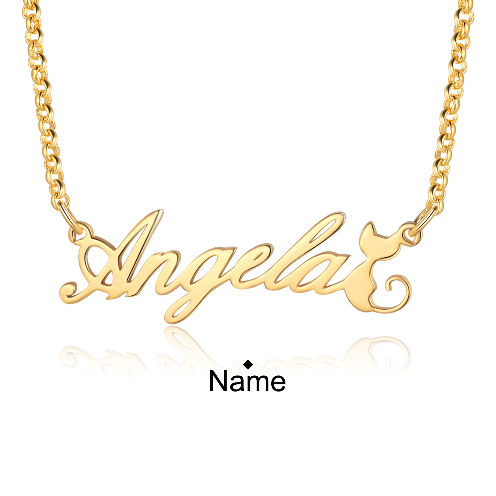 Personalised Cat Necklace Custom 1 Name Necklace Gift For Women-Jessemade AU