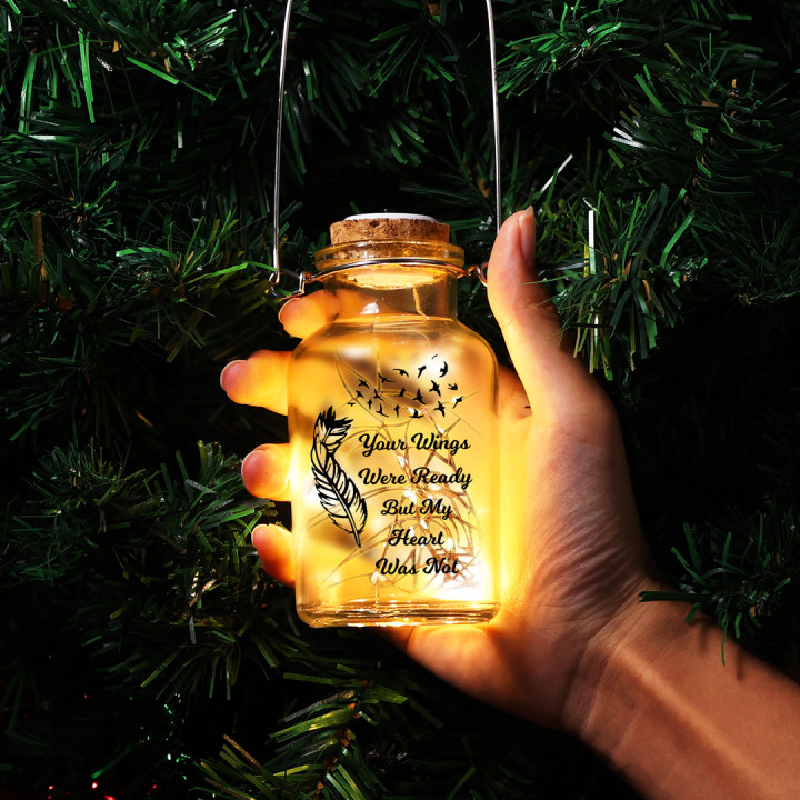 Personalised Memorial Jar Night Light Your Wings Were Ready But My Heart Was Not LED Lamp-Jessemade AU