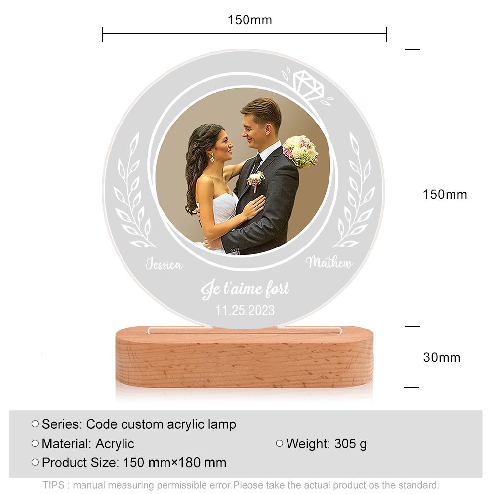 Personalised Couple Photo Night Light Customised 2 Names & Date & Text LED Lamp Romantic Gifts for Him/Her-Jessemade AU