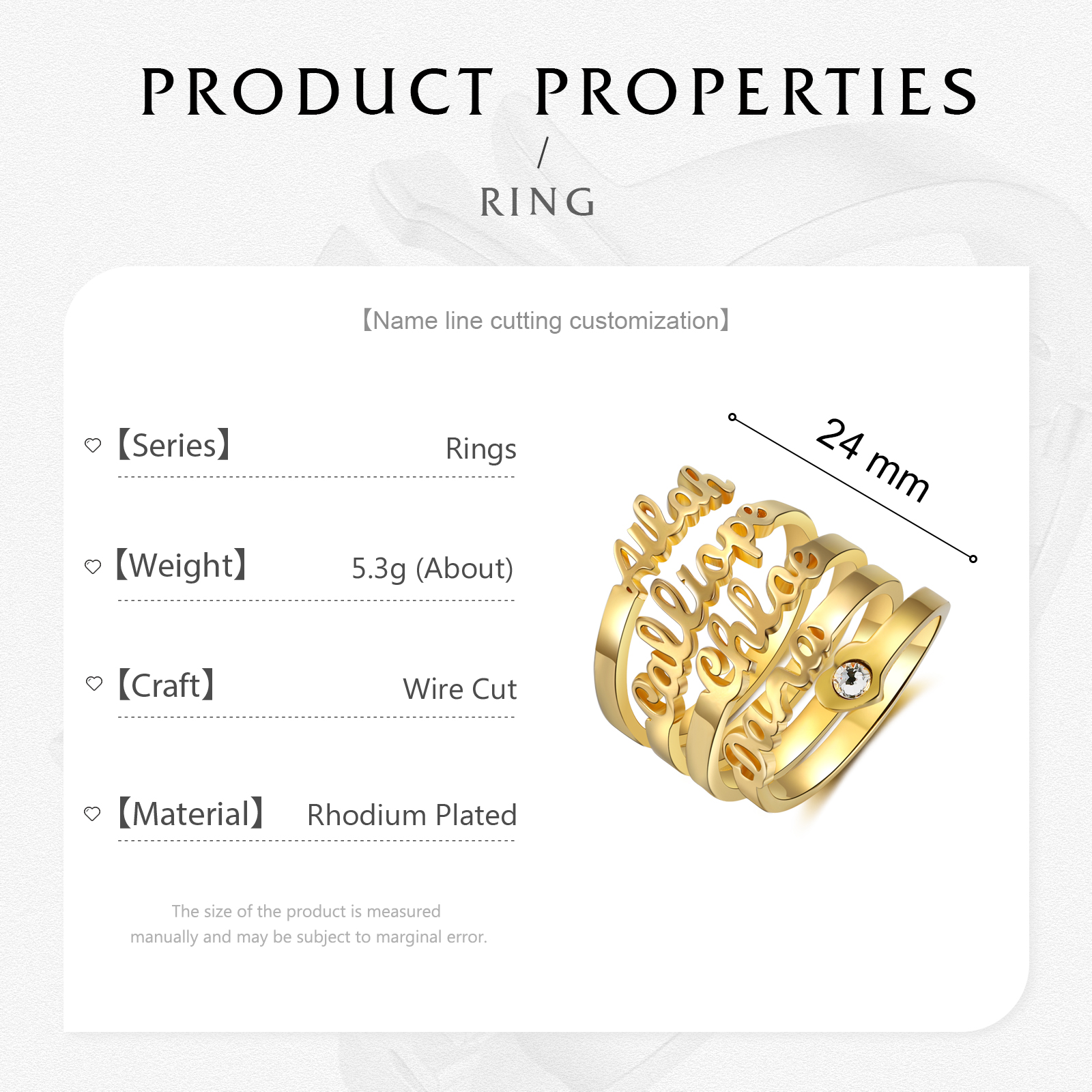 Personalised Heart Ring With Birthstone Custom 4 Names Ring Gifts For Her-Jessemade AU