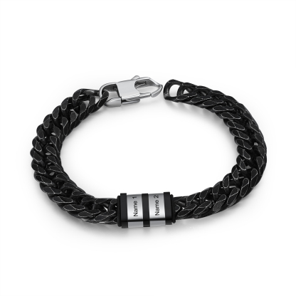 Personalised Black Stainless Steel Bracelet Custom 2 Names Men's Women's Bracelets For Couple-Jessemade AU