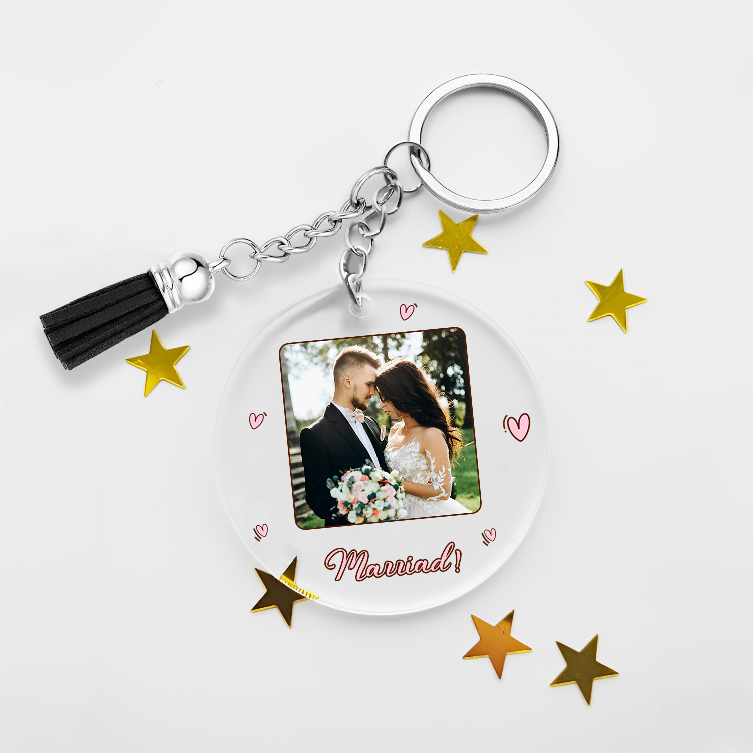 Personalised Couple Keyring Custom Photo & Name Acrylic Keychain Valentine's Day Anniversary Gift for Couples-Jessemade AU