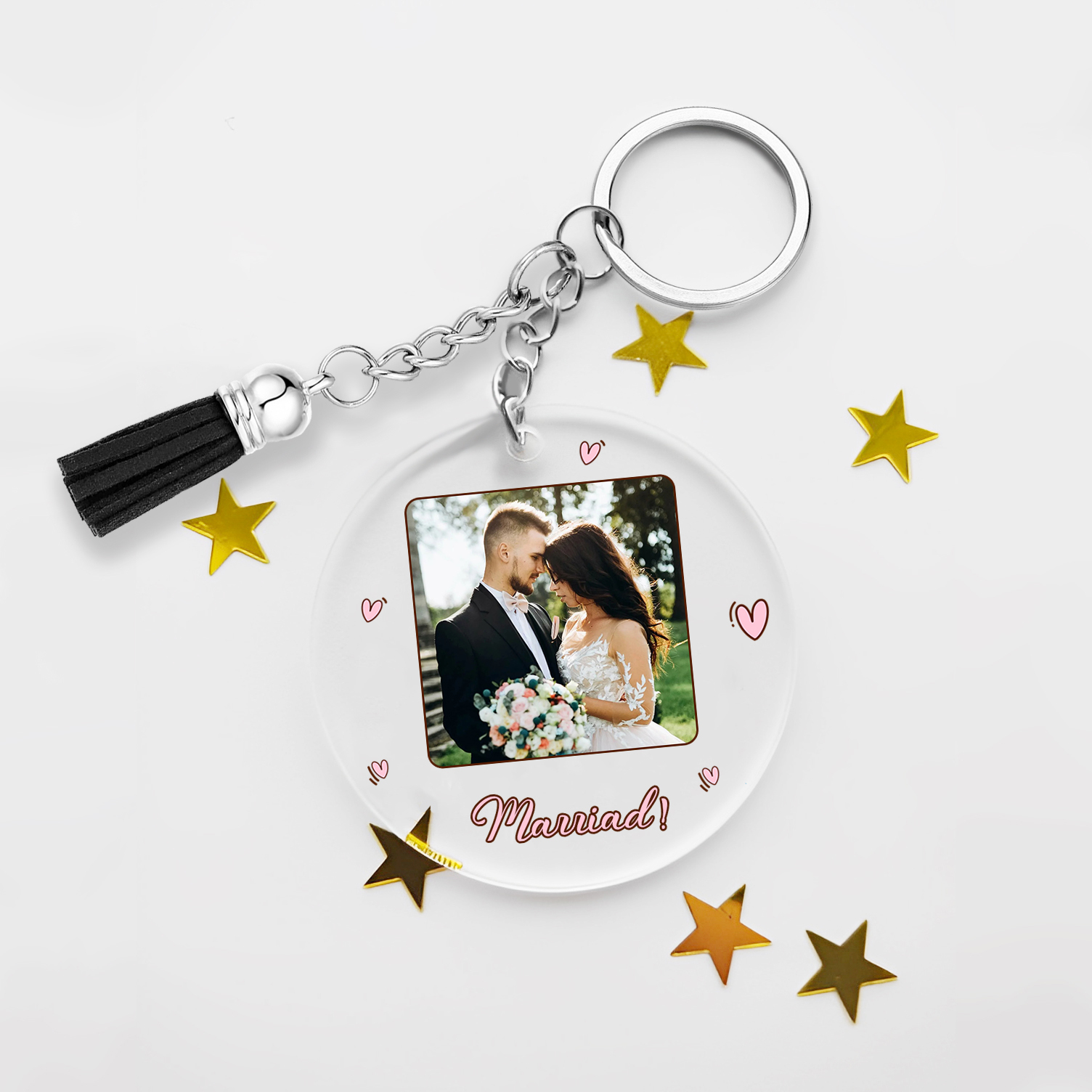 Personalised Couple Keyring Custom Photo & Name Acrylic Keychain Valentine's Day Anniversary Gift for Couples-Jessemade AU