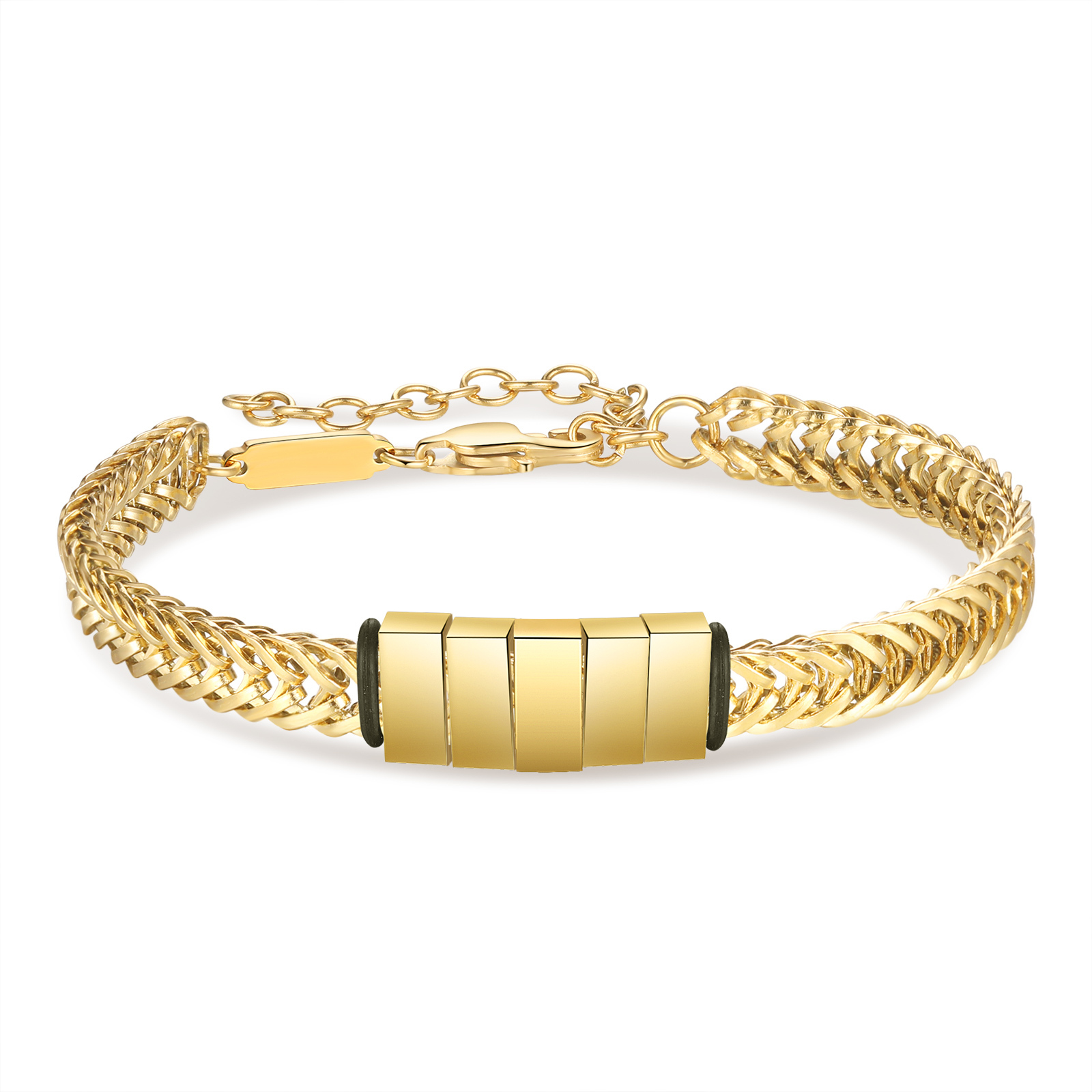 Personalised Men's Beaded Bracelet Custom 6 Names Adjustable Bracelets Stainless Steel Gifts for Him-Jessemade AU