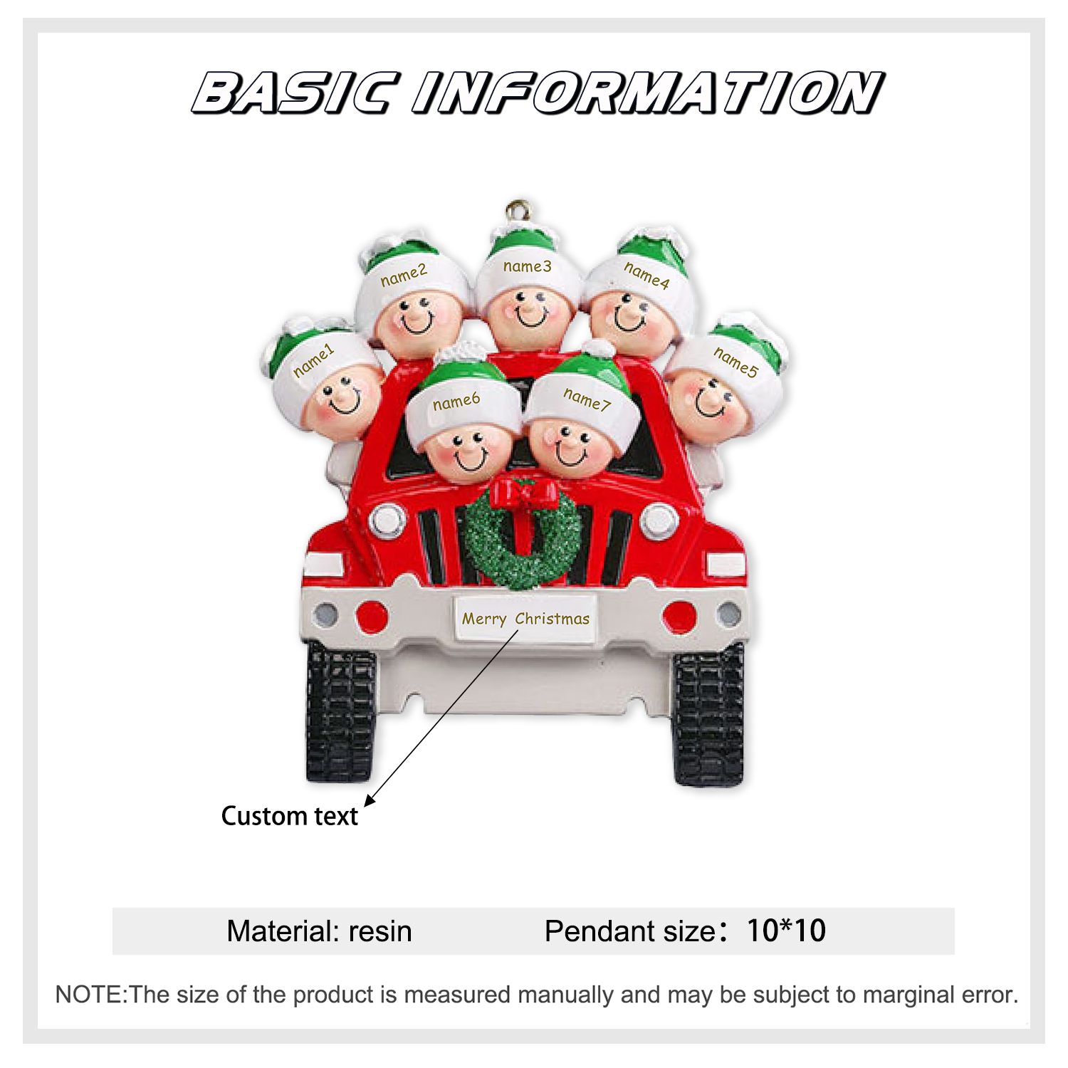 Personalised Family Car Christmas Tree Ornament with 7 Names Xmas Ornaments-Jessemade AU