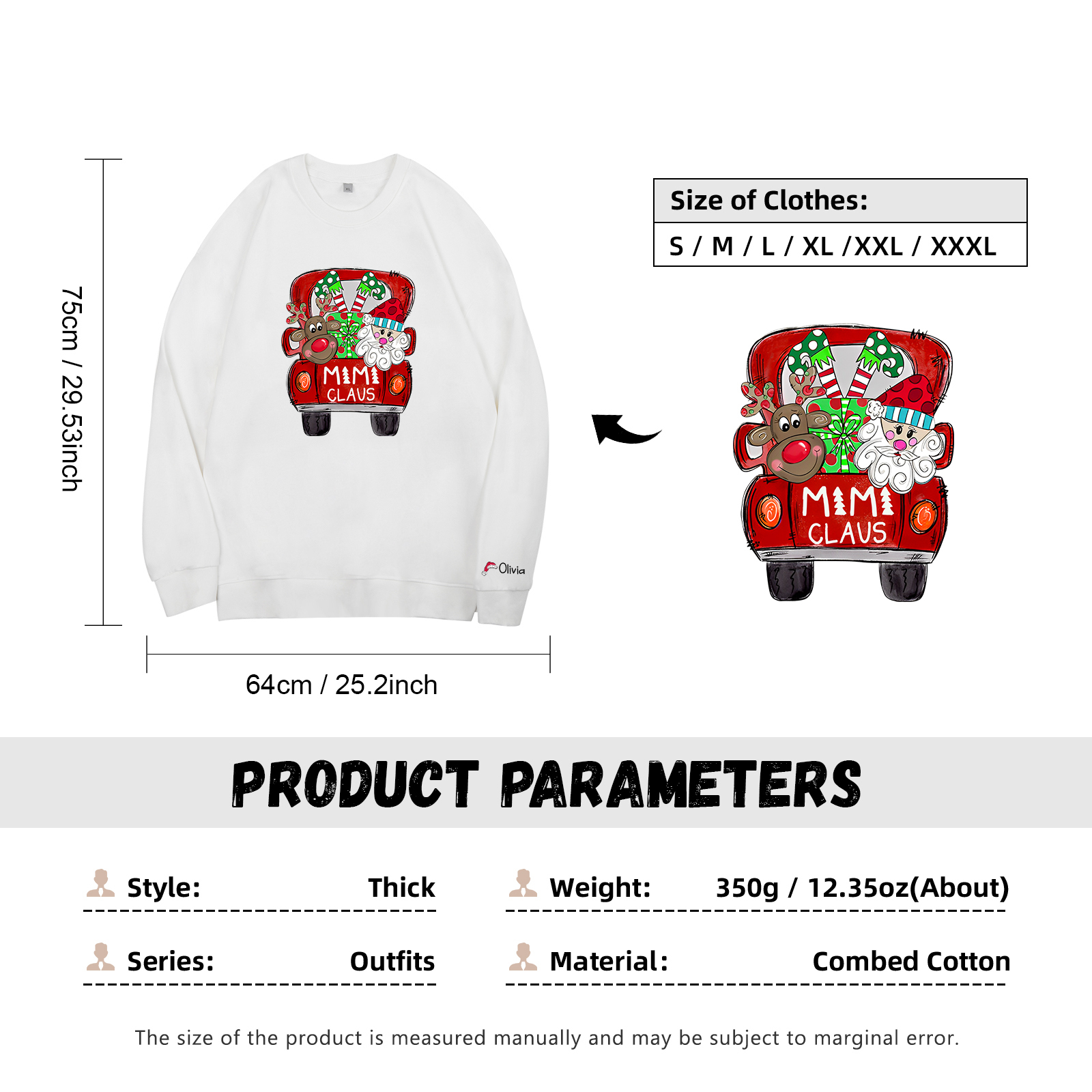 1 Name - Personalised Christmas Sweatshirt Custom Name & Text Sweatshirt Mimi Claus Sweatshirt Gift for Family -Jessemade AU