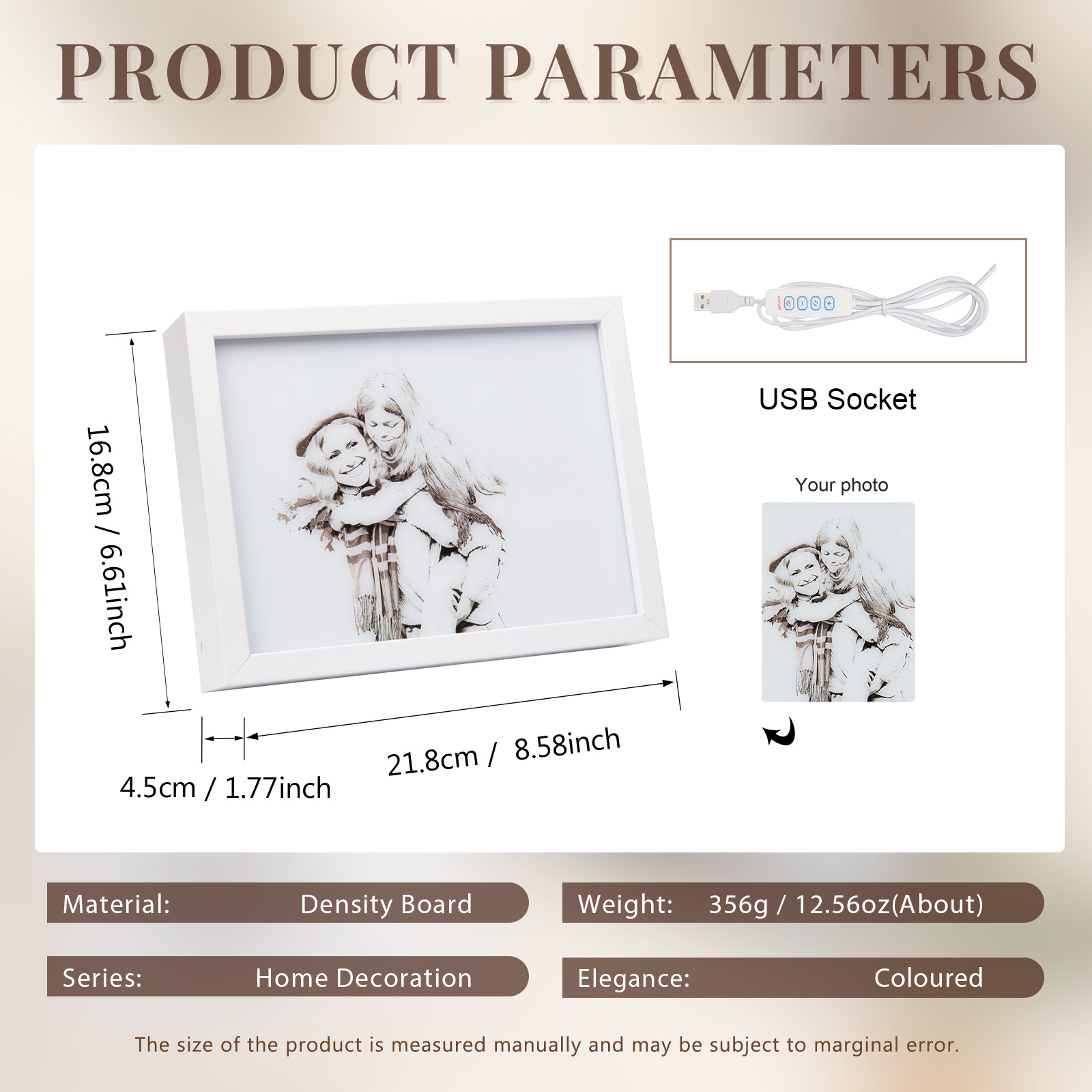 Personalised Photo Frame Night Light Changeable Colour Lamp Home Decor Personalised Gifts for Family Friends-Jessemade AU