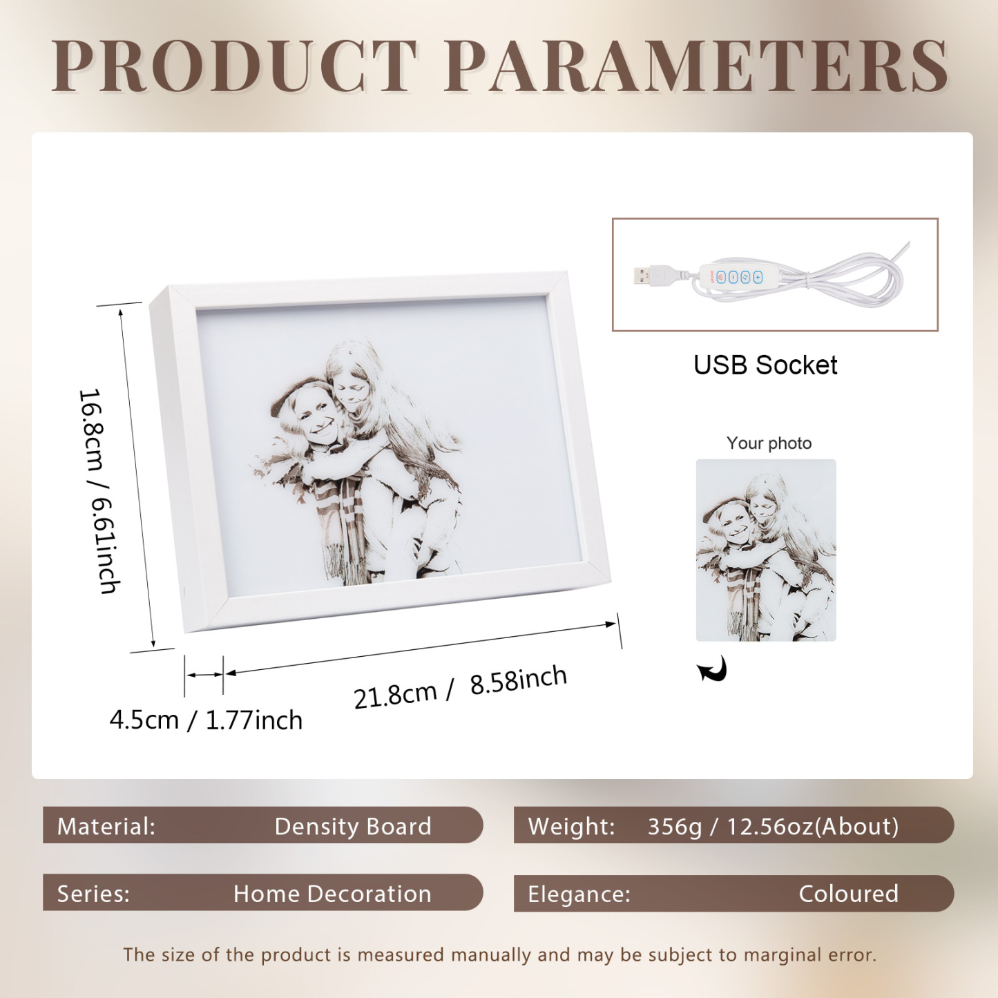 Personalised Photo Frame Night Light Changeable Colour Lamp Home Decor Personalised Gifts for Family Friends-Jessemade AU