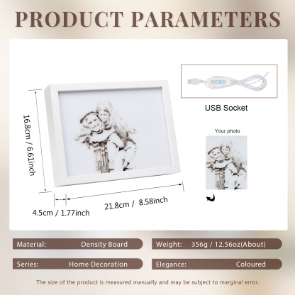 Personalised Photo Frame Night Light Changeable Colour Lamp Home Decor Personalised Gifts for Family Friends-Jessemade AU