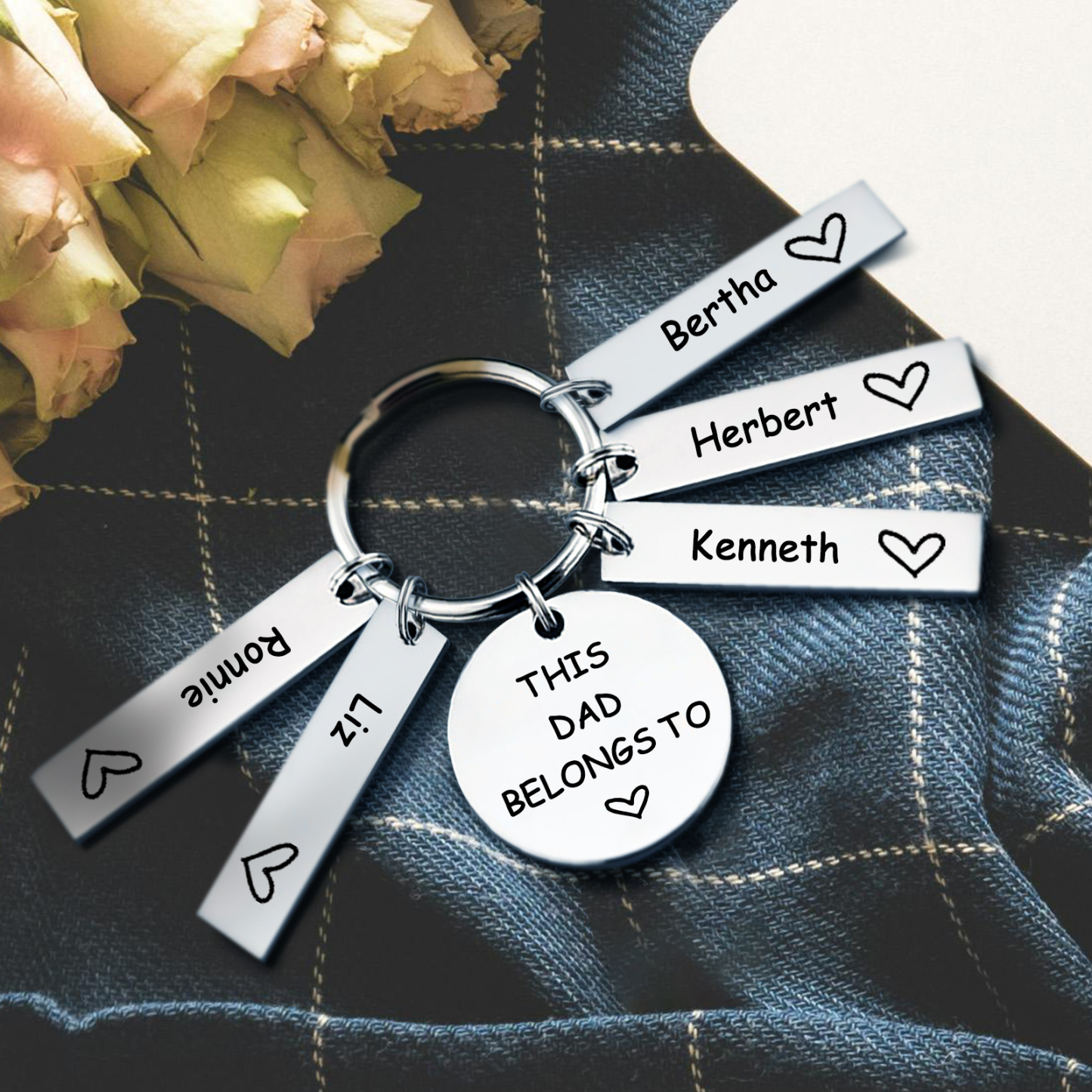 5 Names - Personalised Name Keychain Stainless Steel Keychain Special Gift for Mummy/Dad-Jessemade AU