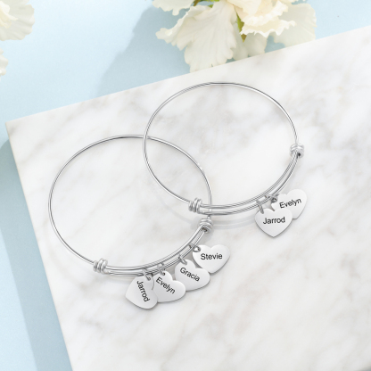 Jessemade Personalised 2 Names-Hearts Bracelet For Her-Jessemade AU