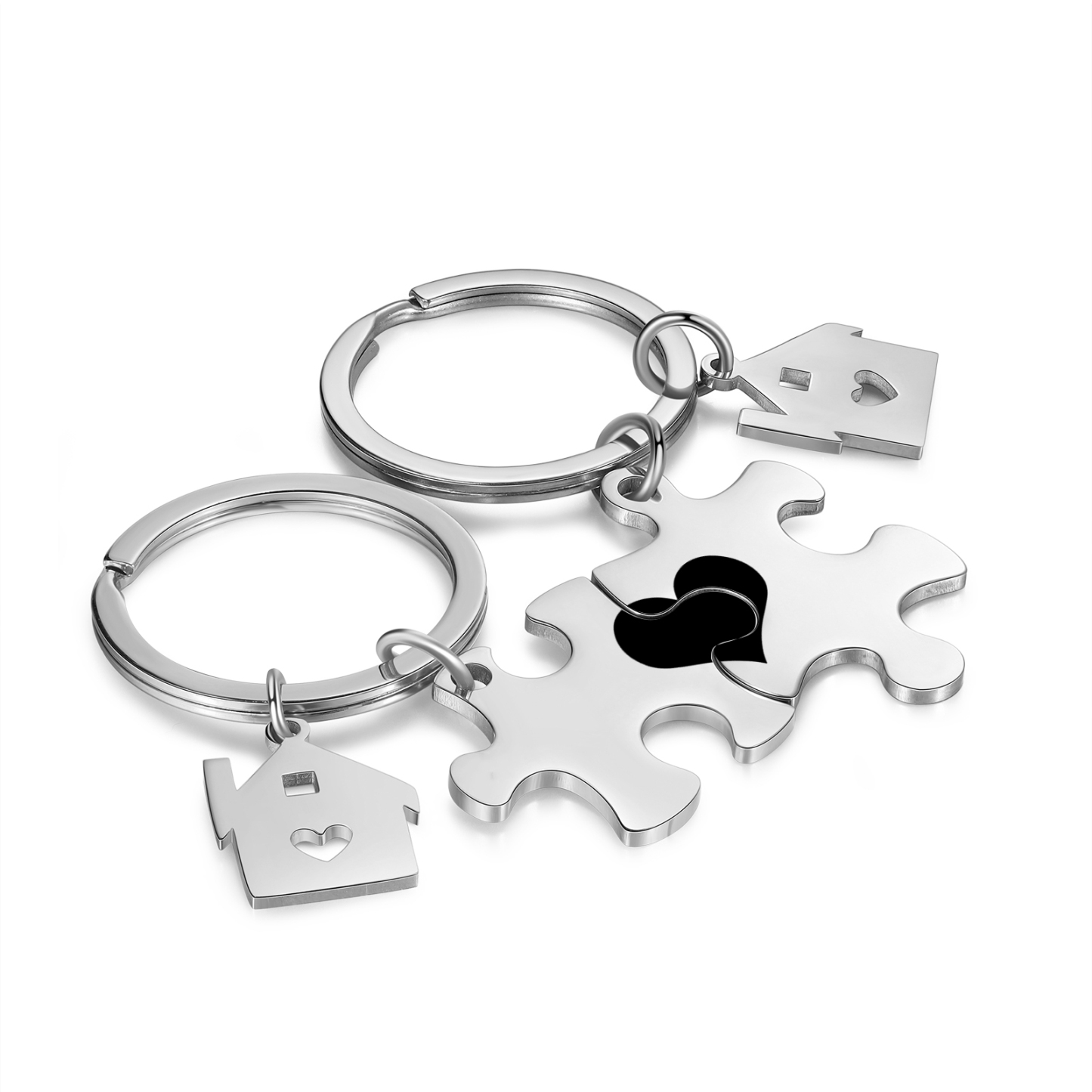 2 PCS Couple Keychain Set Custom 2 Names & Date Keyring Puzzle Keychain Valentine's Day Personalised Gift for Him/Her-Jessemade AU