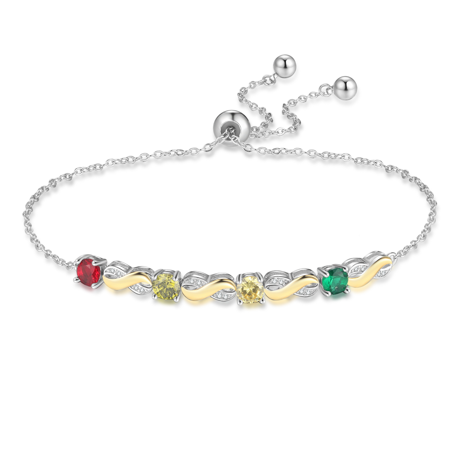 Mother & Family Bracelet with Birthstones Engrave 4 Names Infinity Bracelet Gifts for Her-Jessemade AU