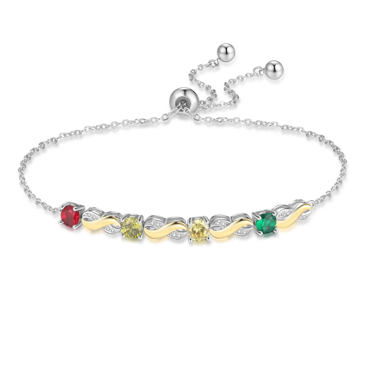Mother & Family Bracelet with Birthstones Engrave 4 Names Infinity Bracelet Gifts for Her-Jessemade AU