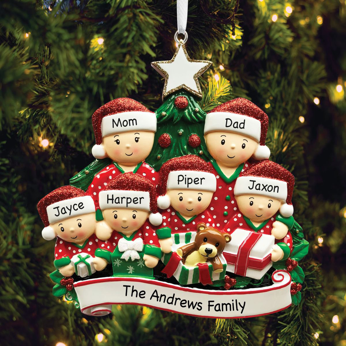 Personalised Christmas Tree Ornament Custom 5 Family Members Names Ornament-Jessemade AU