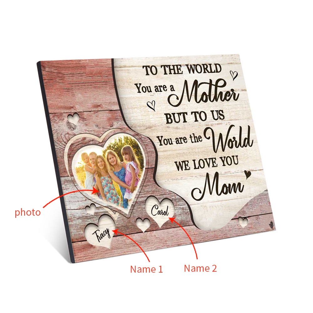 Mother Picture Board Personalised Photo Keepsake With 2 Names Wood Signs Photo Frame Gifts For Mom-Jessemade AU
