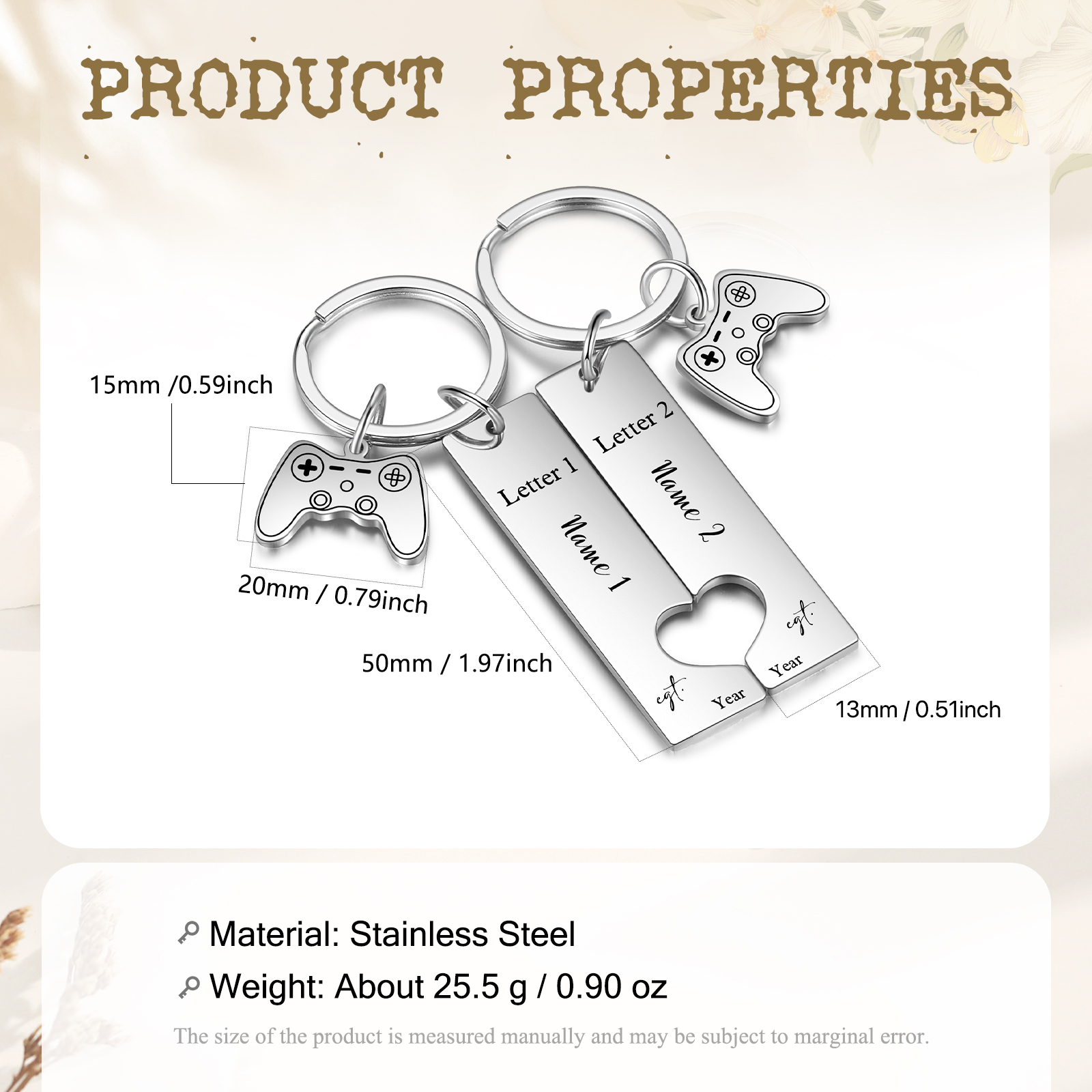 Personalised Couple Keychain Custom 2 Names &  2 Letters & Year Keyring Game Console Valentine's Day Gift for Him/Her-Jessemade AU