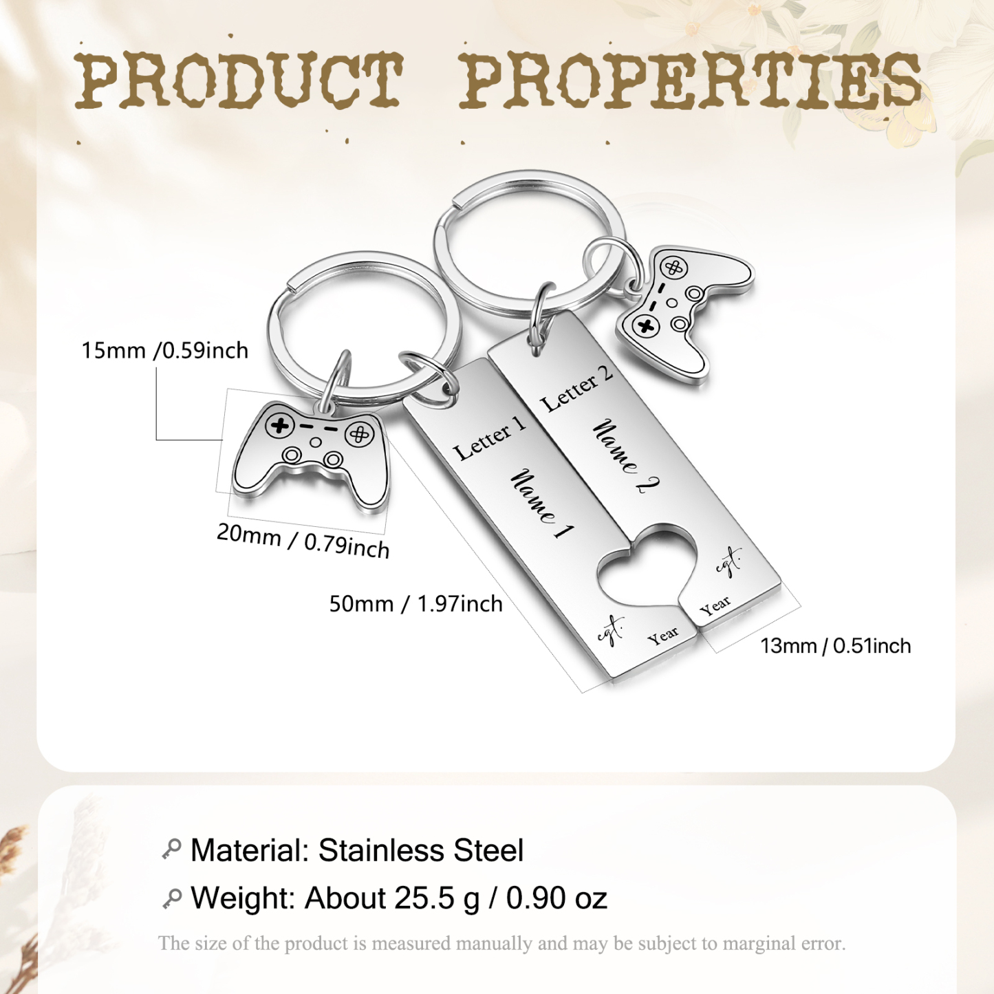 Personalised Couple Keychain Custom 2 Names &  2 Letters & Year Keyring Game Console Valentine's Day Gift for Him/Her-Jessemade AU