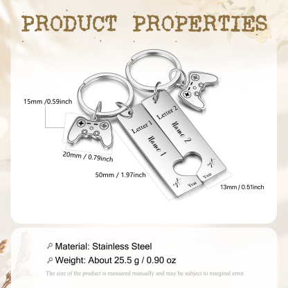 Personalised Couple Keychain Custom 2 Names &  2 Letters & Year Keyring Game Console Valentine's Day Gift for Him/Her-Jessemade AU