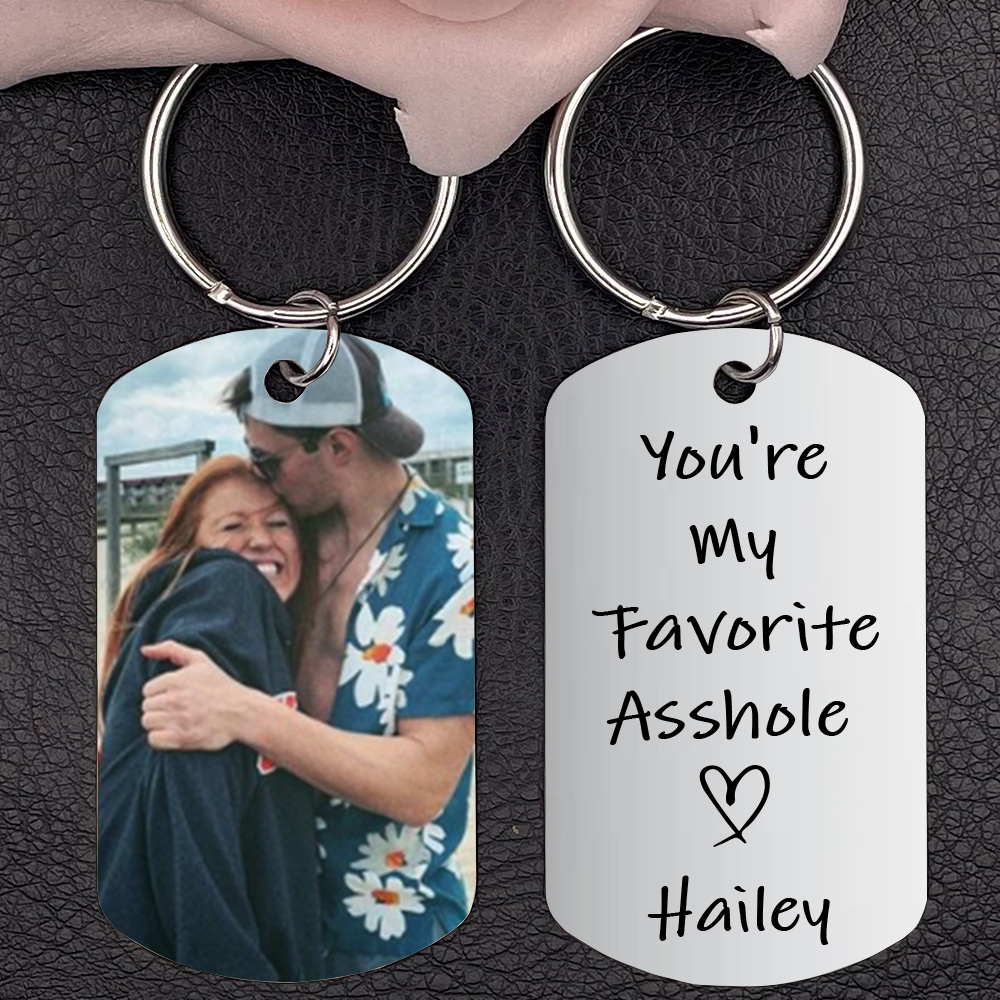 Personalised Photo Keychain Custom 1 Name Keychain - You're My Favourite Asshole - Valentine's Day Gifts for Him-Jessemade AU