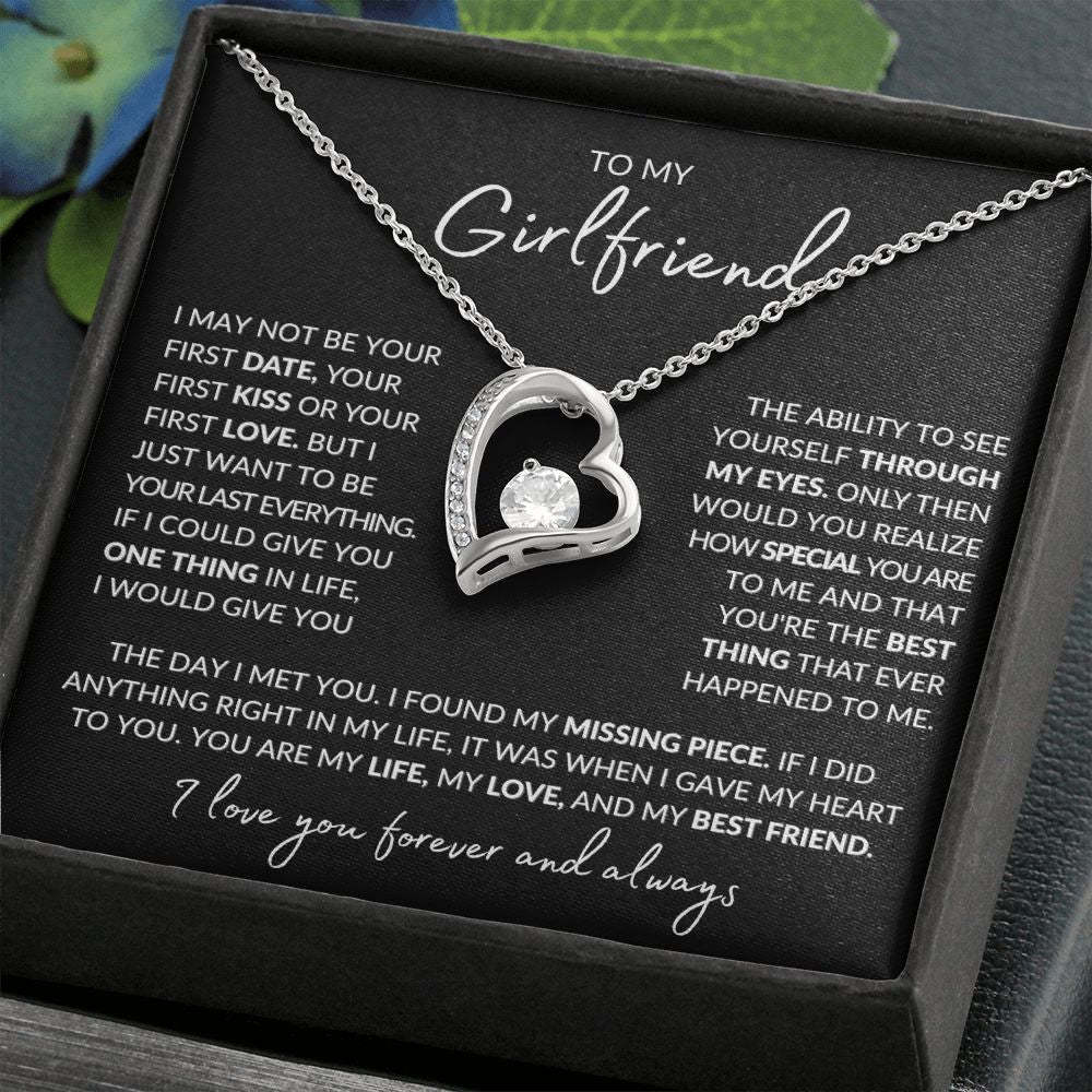 To My Girlfriend Necklace Heart Pendant Necklace Valentine's Day Gift for Her - I Love You Forever and Always-Jessemade AU