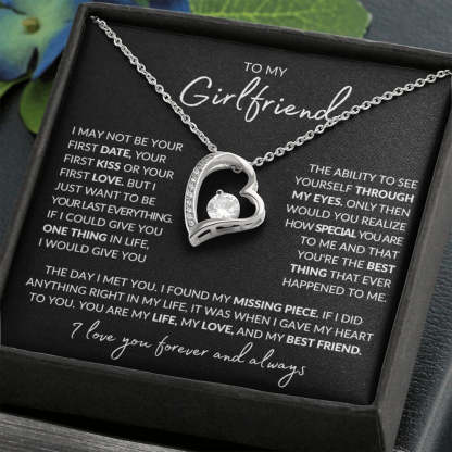To My Girlfriend Necklace Heart Pendant Necklace Valentine's Day Gift for Her - I Love You Forever and Always-Jessemade AU