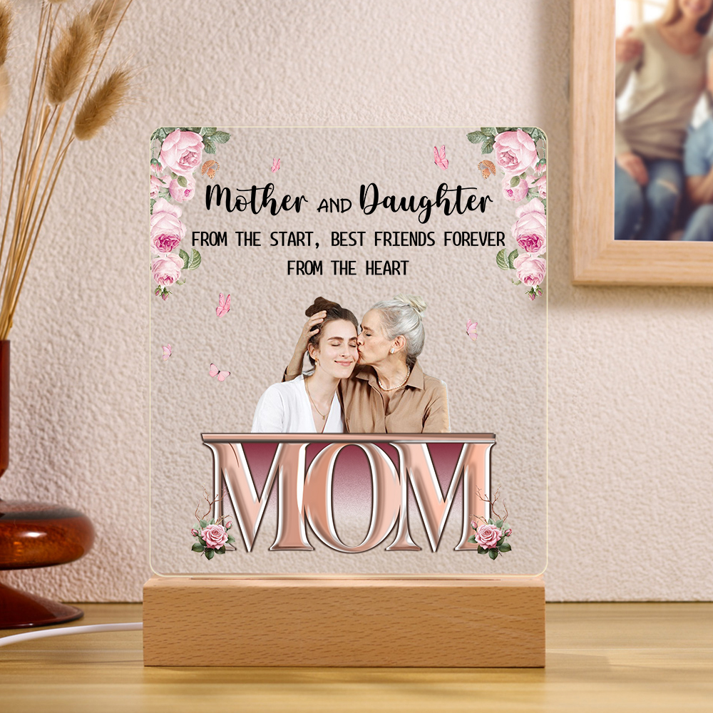 Personalised Photo Night Light Gifts for Mom/Mum - Mother And Daughter From The Start, Best Friends Forever From The Heart -Jessemade AU