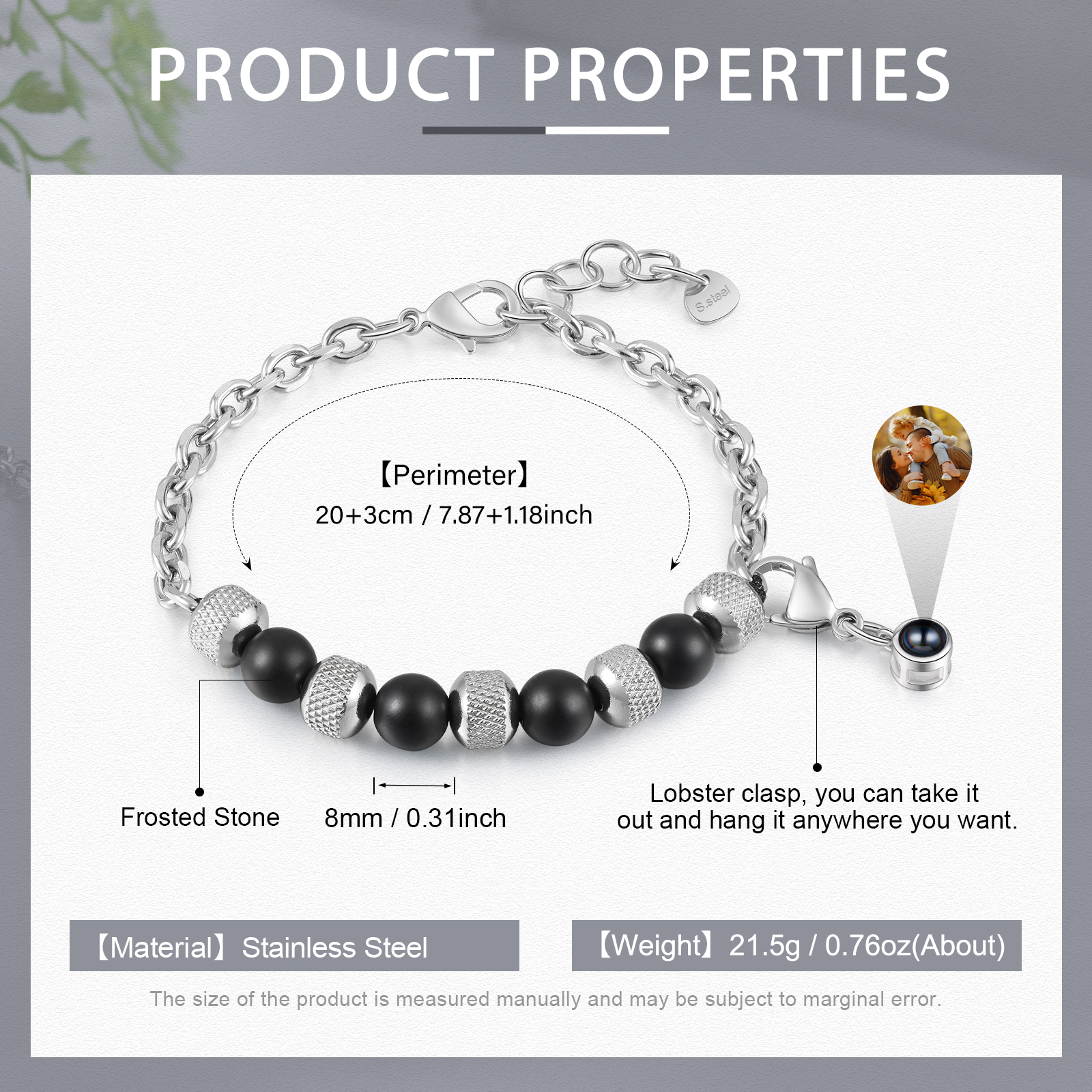 Personalised Projection Bracelet Custom Photo Bracelets Stainless Steel Adjustable Bracelet Creative Gift for Women/Girls-Jessemade AU