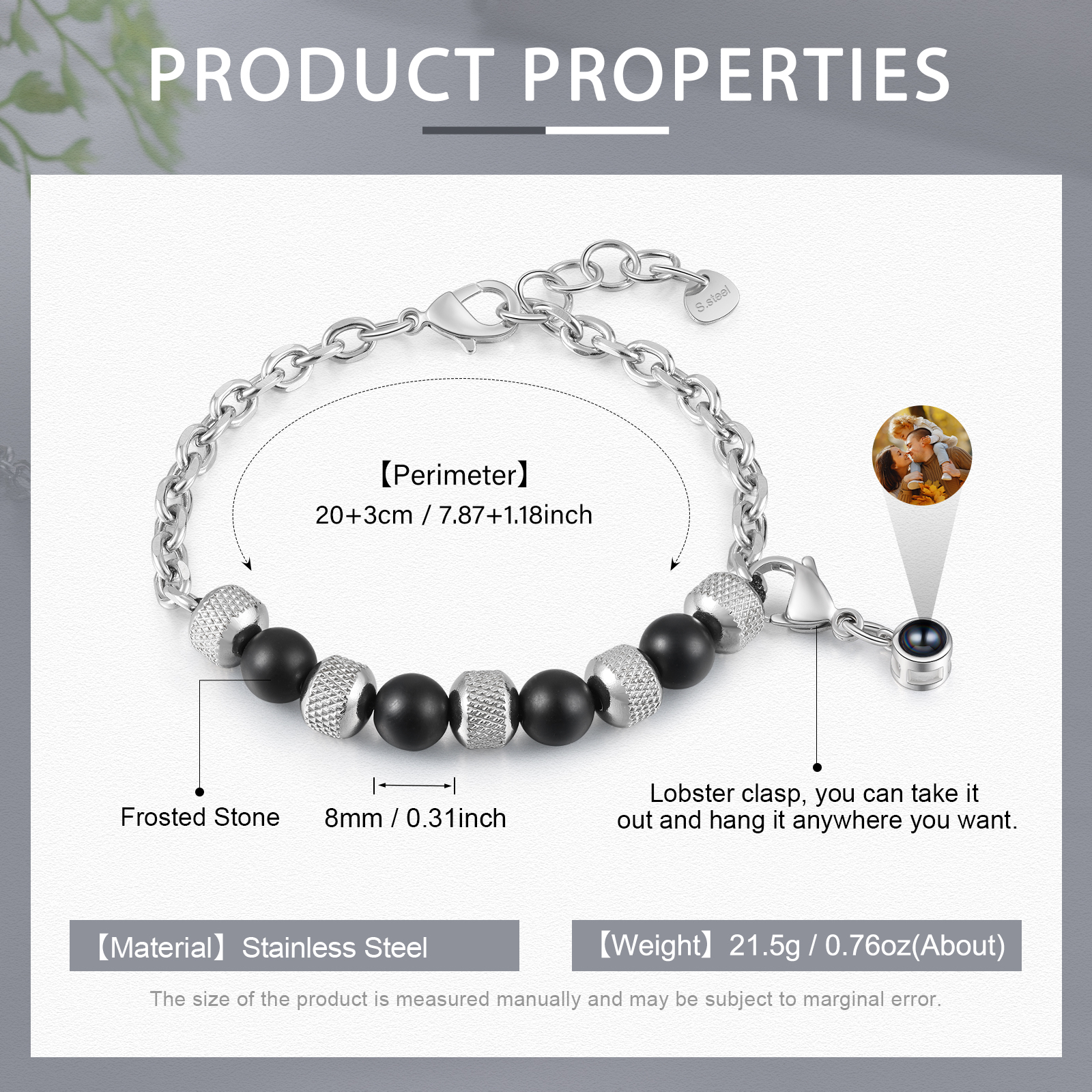 Personalised Projection Bracelet Custom Photo Bracelets Stainless Steel Adjustable Bracelet Creative Gift for Women/Girls-Jessemade AU