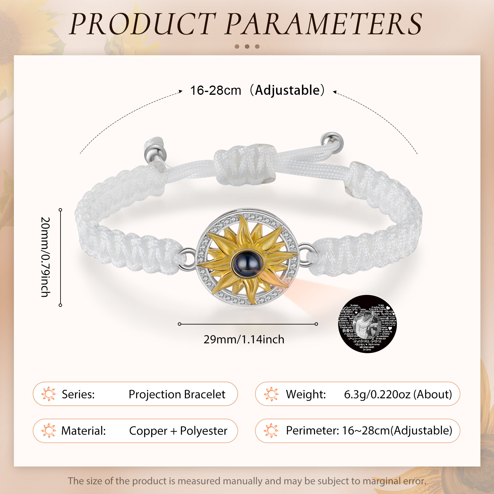 Personalised Projection Weave Bracelet Customised Black & White Photo Copywriting Bracelet Adjustable Bracelet Personalised Gift for Couples-Jessemade AU