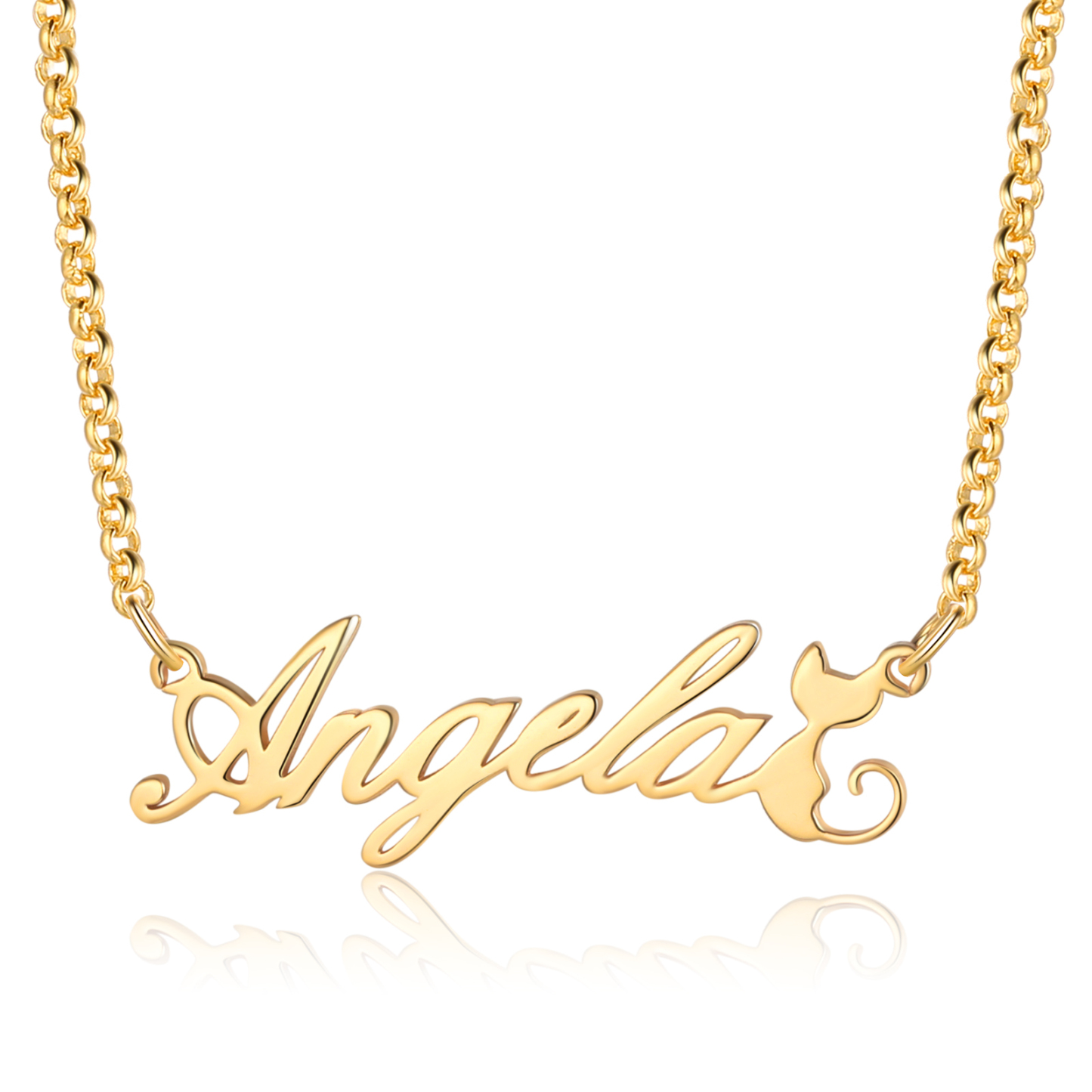 Personalised Cat Necklace Custom 1 Name Necklace Gift For Women-Jessemade AU