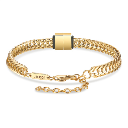 Personalised Men's Beaded Bracelet Custom 3 Names Adjustable Bracelets Stainless Steel Gifts for Him-Jessemade AU