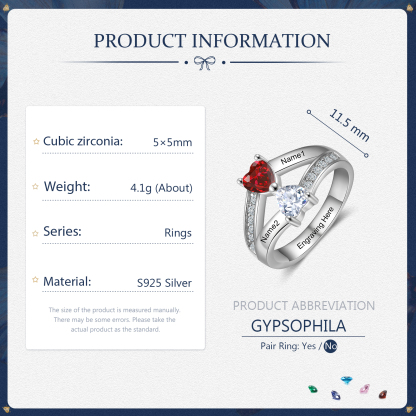 Personalised Birthstone Mother Ring Engraved 2 Names Birthstones Ring Gifts for Women-Jessemade AU