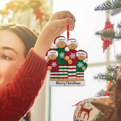 4 Names - Personalised Christmas Ornaments Custom Text Wooden Xmas Ornaments Gifts for Family Friends-Jessemade AU