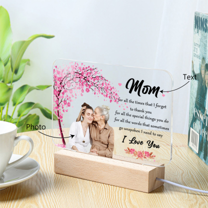 Personalised Photo Night Light Custom Text LED Lamp Gifts for Mother/Grandma - For All The Times That I Forget To Thank You-Jessemade AU
