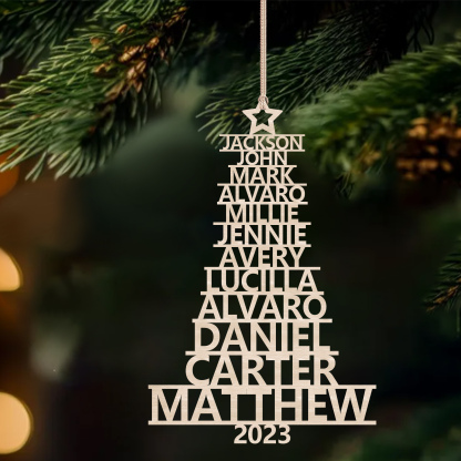 12 Names - Personalised Christmas Tree Ornaments Customised Name Xmas Wooden Decor Gifts for Family Friends-Jessemade AU