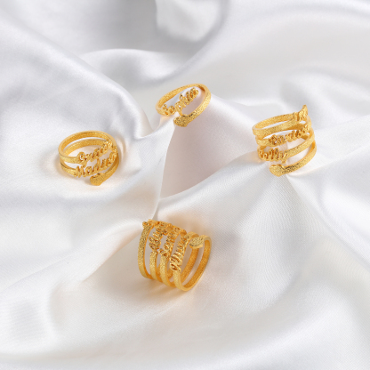 Personalised Family Name Ring Custom 2 Names Gifts For Women-Jessemade AU