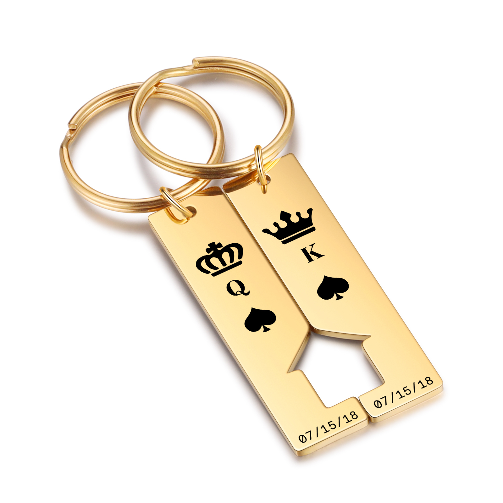 Personalised Couple Keychain Custom 2 Letters & 2 Dates Crown Keyring Valentine's Day Gift for Husband/Wife-Jessemade AU