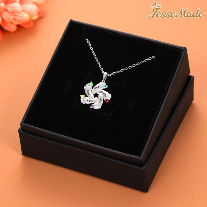 Personalised Baby Feet Necklace With 5 Birthstones Engraved Names Gift For Mother-Jessemade AU