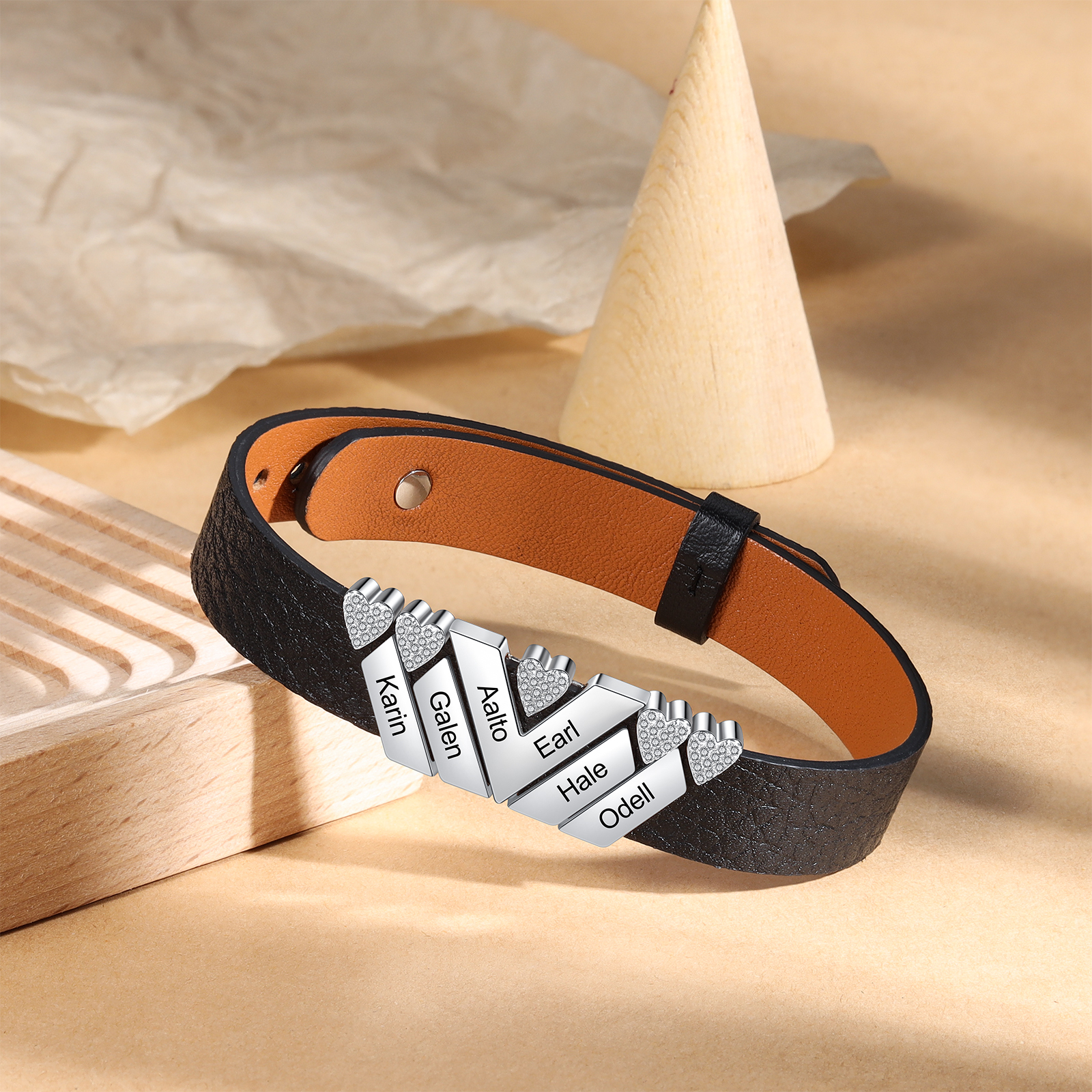 Mother's Day Gifts Personalised Leather Bracelet With 8 Names Gifts For Women-Jessemade AU