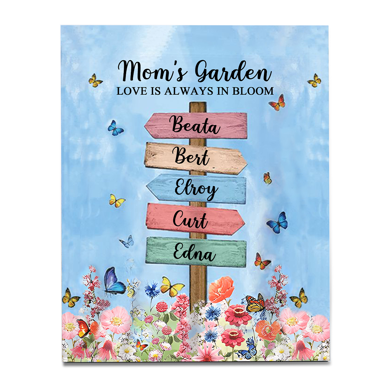 5 Names - Personalised Wooden Plaque Garden Custom Text Home Decoration Gift for Mother/Grandma-Jessemade AU
