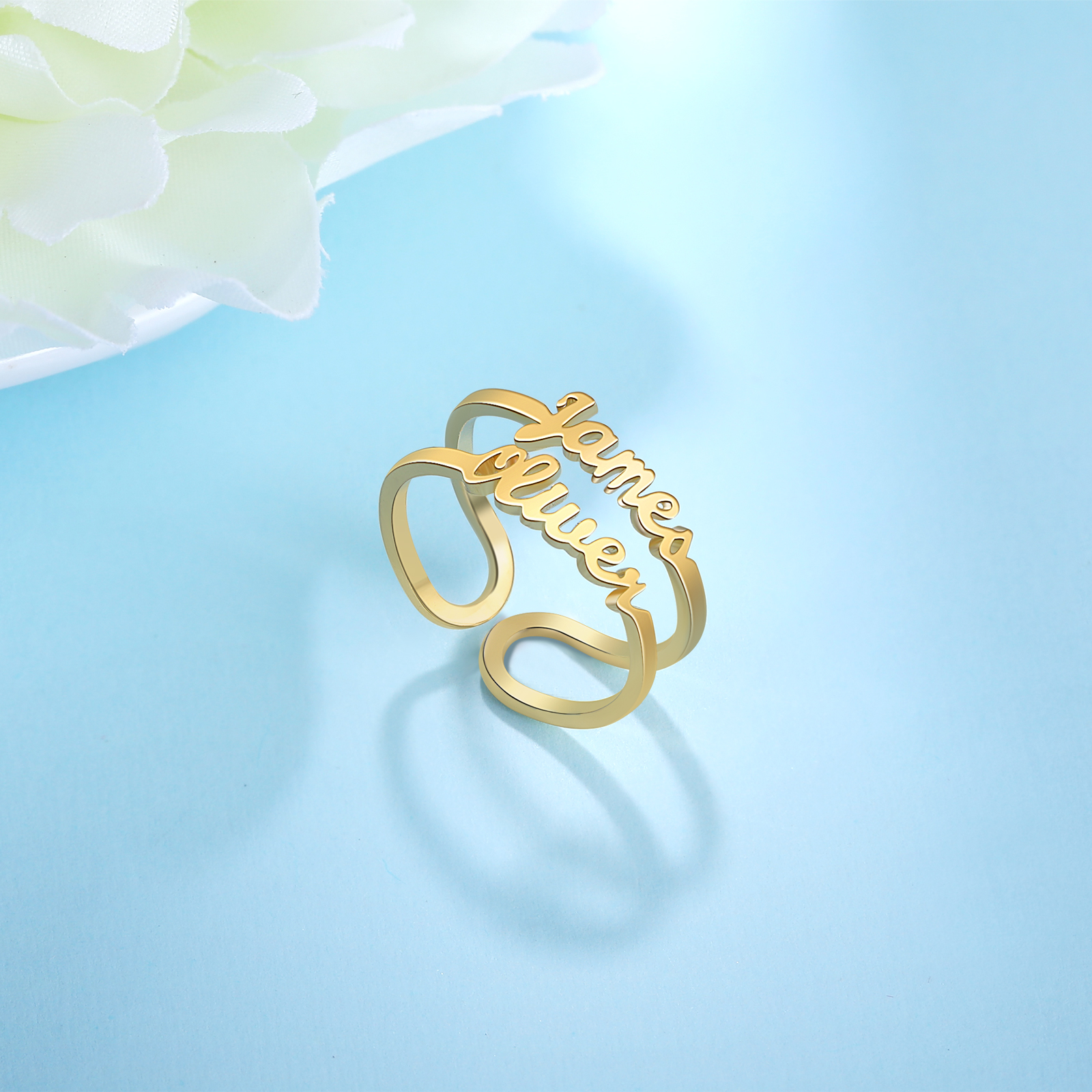 Personalised Family Name Ring Custom 2 Names Best Gift For Women
