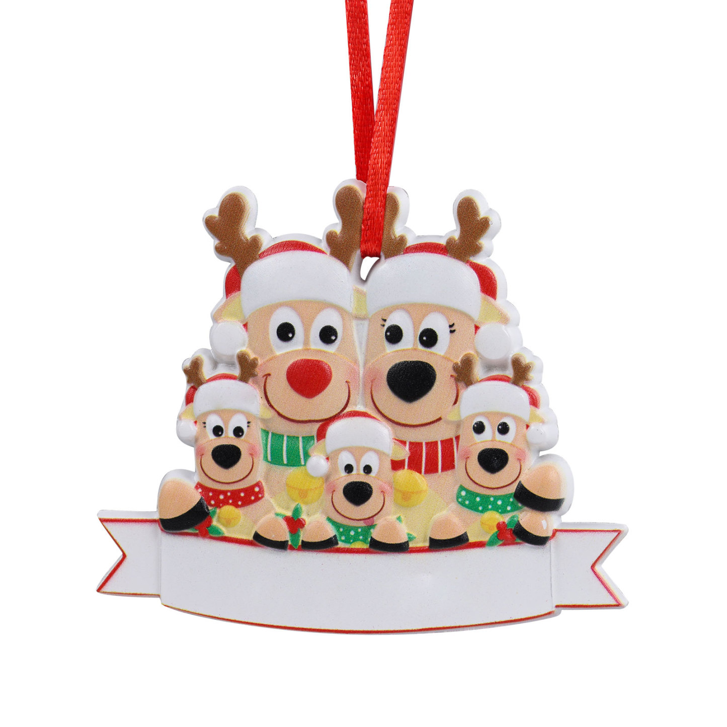 Personalised 5 Names & Text Reindeer Christmas Ornament Resin Christmas Tree Pendant for Family-Jessemade AU