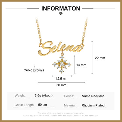 Personalised Snowflake Necklace Custom 1 Name Necklace Gift For Women-Jessemade AU