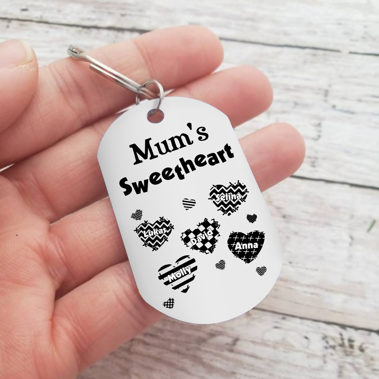 Personalised 5 Names Keychain Hearts Family Keychain Mother's Day Gift - Mum's Sweetheart-Jessemade AU