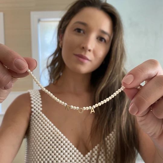 Personalised Pearl Necklace Custom 1 Name Necklace Gift For Her-Jessemade AU